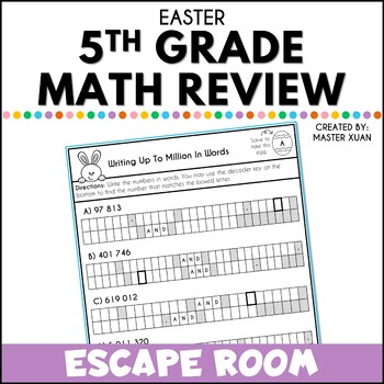 Preview of Printable Easter Escape Room 5th Grade Math Review