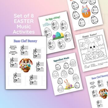 Preview of Printable Easter Music Bundle for music lessons, elementary music, piano lessons