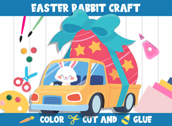 Preview of Printable Easter Rabbit Craft Activity - Color, Cut, and Glue for PreK to 2nd