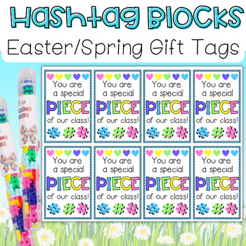 Preview of Printable Easter/ Spring Gift Tags - Target Hashtag Blocks - Plus Plus Blocks