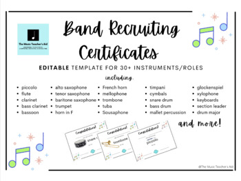 Preview of Printable/Editable Band Recruiting Certificate Templates