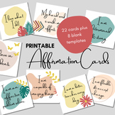 Printable Editable Boho Affirmations, notecards