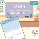 Printable, Editable Math Problem Worksheet