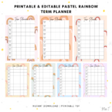 Printable & Editable Pastel Rainbow Term Planner,  10 Week