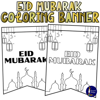 Preview of Printable Eid Mubarak Coloring Pennant