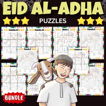 Preview of Printable Eid al adha Puzzles With Solution - Fun Muslim Games Bundle Activities