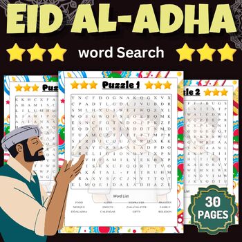 Preview of Printable Eid al adha Word Search Puzzles With Solutions - Fun Muslim Activities