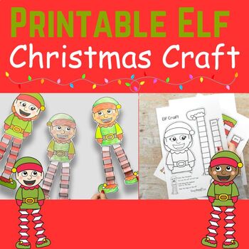 Printable Elf Christmas Craft Coloring Elf Craft/ Elf Activities