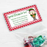 Printable Elf Kisses Christmas Treat Bag Toppers for Class