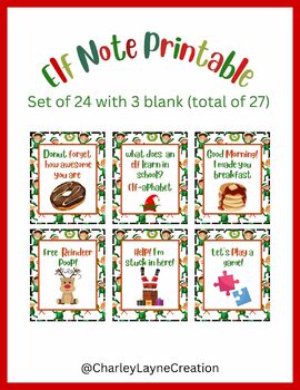 Printable Elf on the Shelf Notes by Charley Layne Creation | TPT
