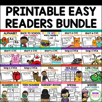 Preview of Printable Easy Readers for Pre-K and Kindergarten BUNDLE