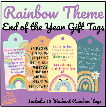 Preview of End of Year Gift Tags for Students & Rainbow Theme Treat Reward Tags