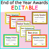 Printable End of the Year Awards, Editable Bright End of t