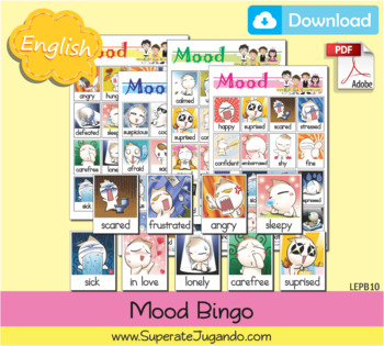 Printable English Mood Bingo Loteria De Estados De Animo En Ingles Imprimir