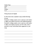 Printable English Narrative Essay Writing Worksheet Lesson