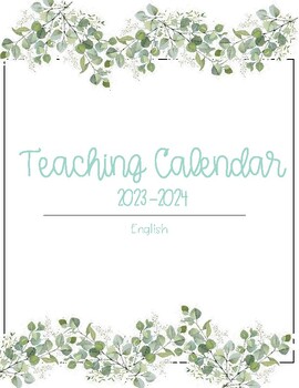 Preview of Printable English/Spanish 2023-2024 Calendar