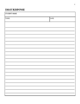 Preview of Printable Essay Response Booklet for Tests