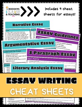 Preview of Printable Essay Writing Cheat Sheets