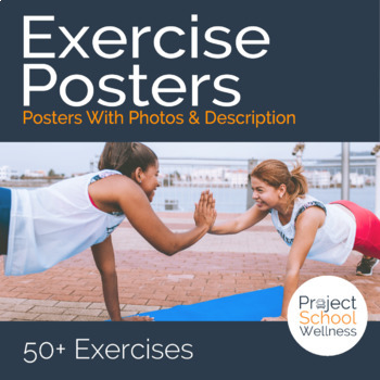 Preview of Exercise Posters with Photos and Descriptions a PE Fitness Activity