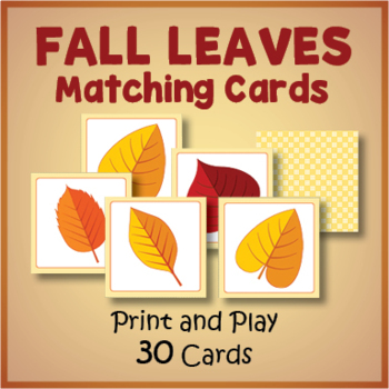 Printable FALL LEAVES Memory Matching Card Game by Drag Drop Learning
