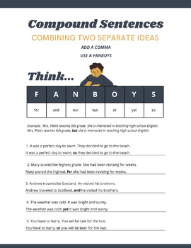 Preview of Printable FANBOYS/Compound Sentences Anchor Chart PNG