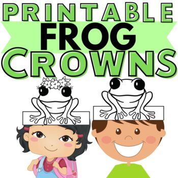 Preview of Printable FROG Paper Crown Craft Hat | SET OF 2 | Coloring Activity | NO PREP