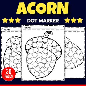 5 Fall Themed Dot Marker Printables - Apple Pumpkin Leaf Squirrel Acorn FREE