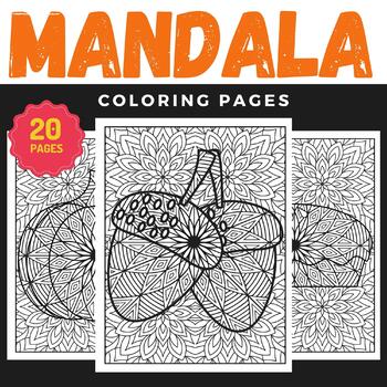Preview of Printable Fall Autumn Mandala Coloring sheets - Fun November Activities