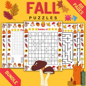 Preview of Printable Fall Autumn Puzzles With Solutions - Brain Games Bundle