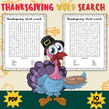 Preview of Printable Fall Autumn word search worksheets Games - ( Fun November Activities )