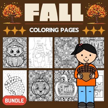 Preview of Printable Fall Coloring sheets - Autumn Coloring - September Activities BUNDLE