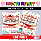 Printable Family Movie Night Flyer | Editable PTA PTO Scho