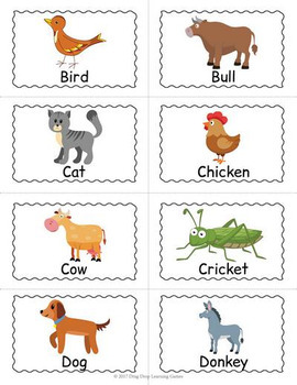 animal vocabulary pdf worksheet Animals Farm Drop Bingo Game by Printable Drag Learning