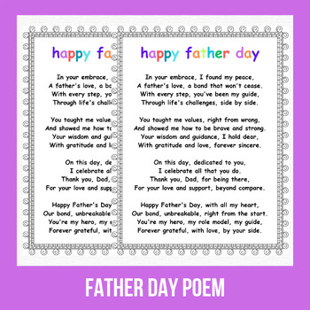 Printable Father Day Poem. A Heartfelt Poem for Father's Day. by ...