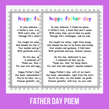 Printable Father Day Poem. A Heartfelt Poem For Father's Day. By 