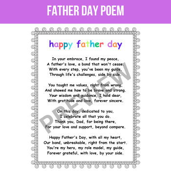 Printable Father Day Poem. A Heartfelt Poem for Father's Day. by ...