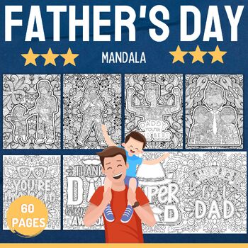 Preview of Printable Fathers day Mandala Coloring Pages Sheets - End of the year Activities