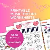 Printable February Music Theory Worksheets, piano lessons,