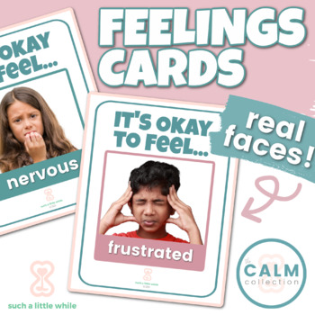 Preview of Printable Feelings Cards (REAL Faces!) Pre-K to Elementary Bundle