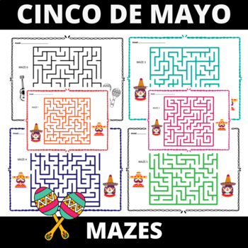 Preview of Printable Fiesta Cinco De Mayo Mazes, Cinco De Mayo Games Activities