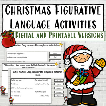 Preview of Christmas Figurative Language Activities | DIGITAL and PRINTABLE