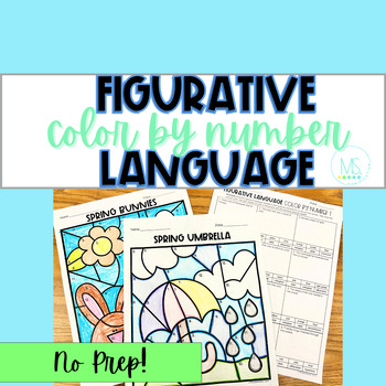 Preview of 4th Grade Spring Figurative Language Color by Number Fun Worksheets Printable