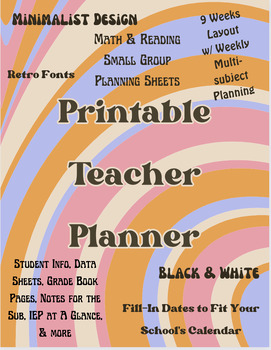 Preview of Printable Fill-In Teacher Planner (un-dated)