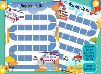 Preview of Printable Firefighter Helicopter Reward Chart for Kids, a Way of Guiding Child..