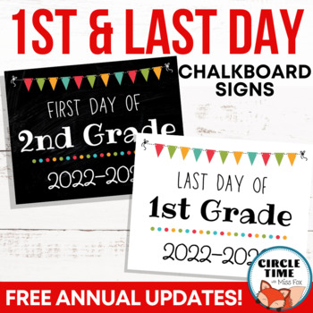 Preview of Printable First Day of School Signs, First Day of School 2023-24 Chalkboard Sign