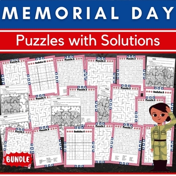 Preview of Memorial Day | Flag day Puzzles With Solutions - Fun End of the year Brain Games