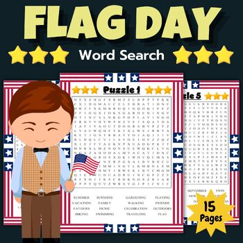 Preview of Printable Flag Day Word Search With Solutions- Fun End of the year Activities