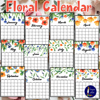 Printable Floral Calendar by Soumara Siddiqui | TPT