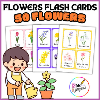 Preview of Printable Flower Flashcards for Kids | Spring Activities