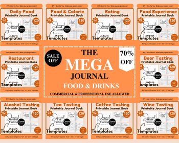 Preview of Printable Food & Drinks Journal Collection 6''x9''-8.5″x11″ 120 Pages 10 Topics